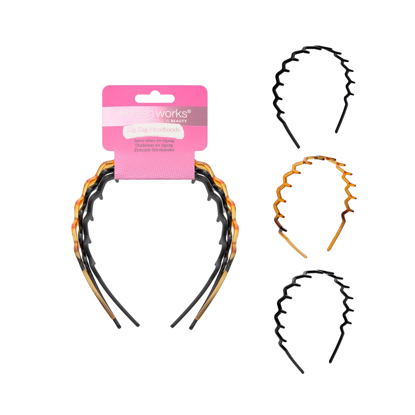 Brushworks Zig Zag Headband - 3 Pack