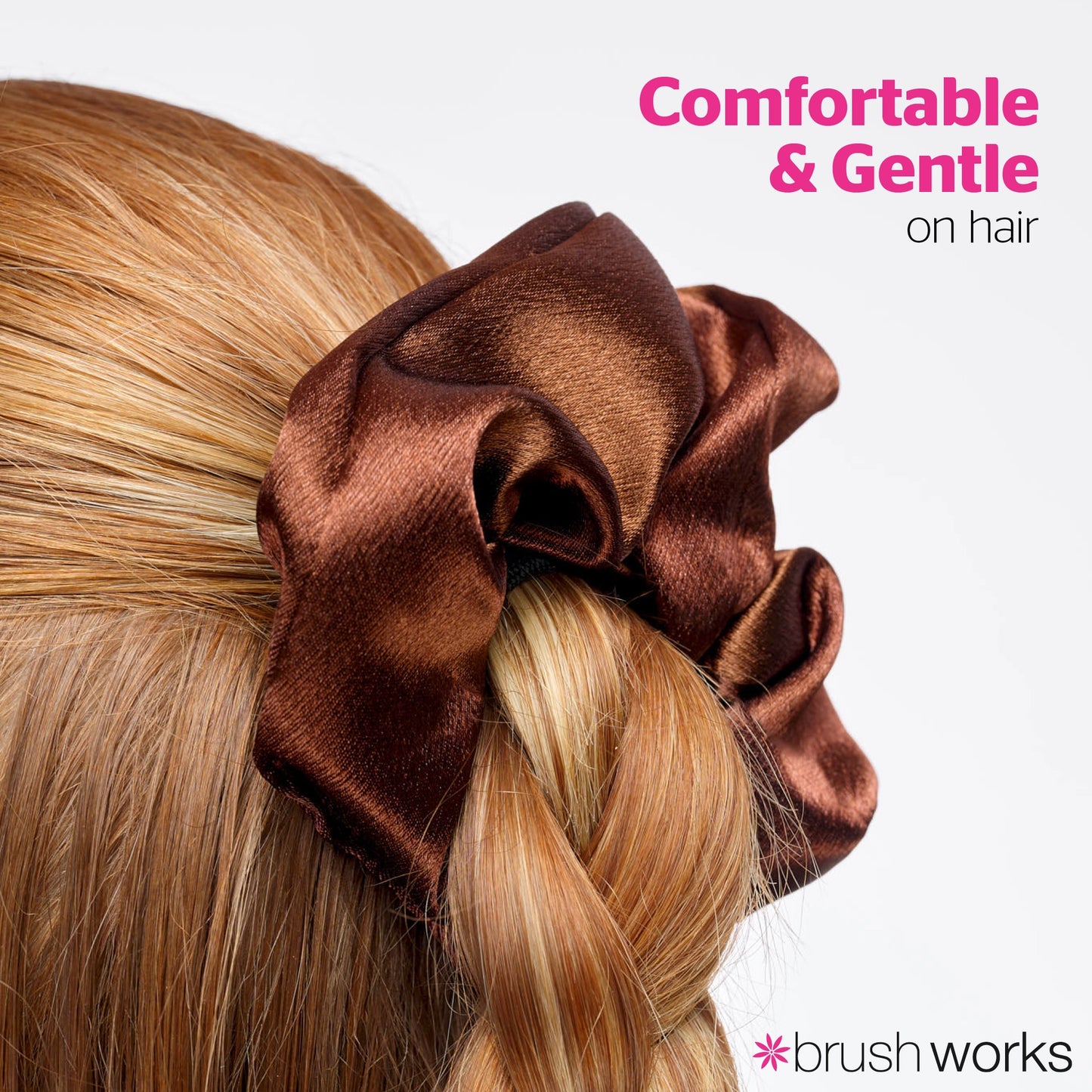 Brushworks Nude Satin Scrunchies (Pack of 4)